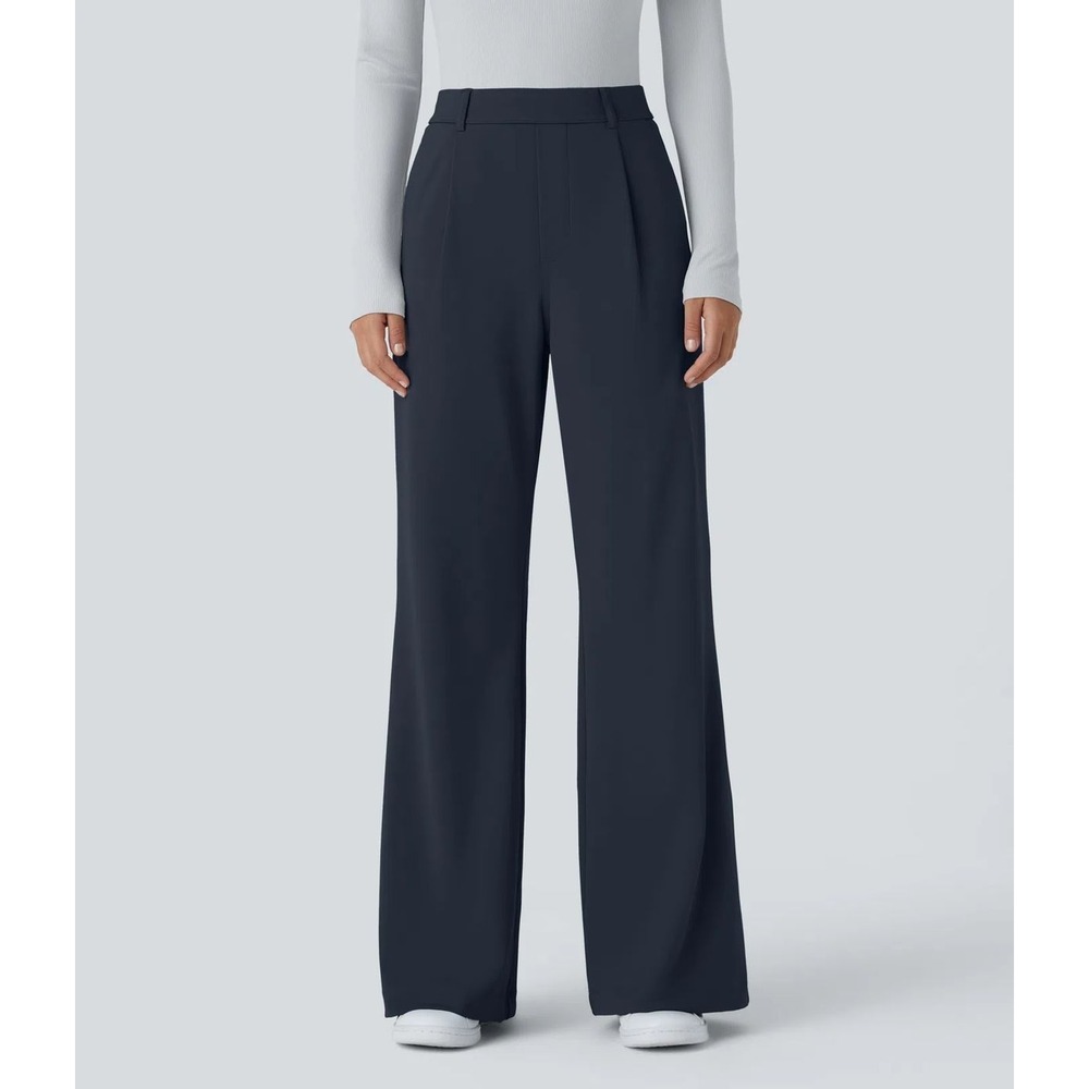 Halara Navy Blue Flex™ High Waisted Pocket Straight Leg Crepe Work Pants